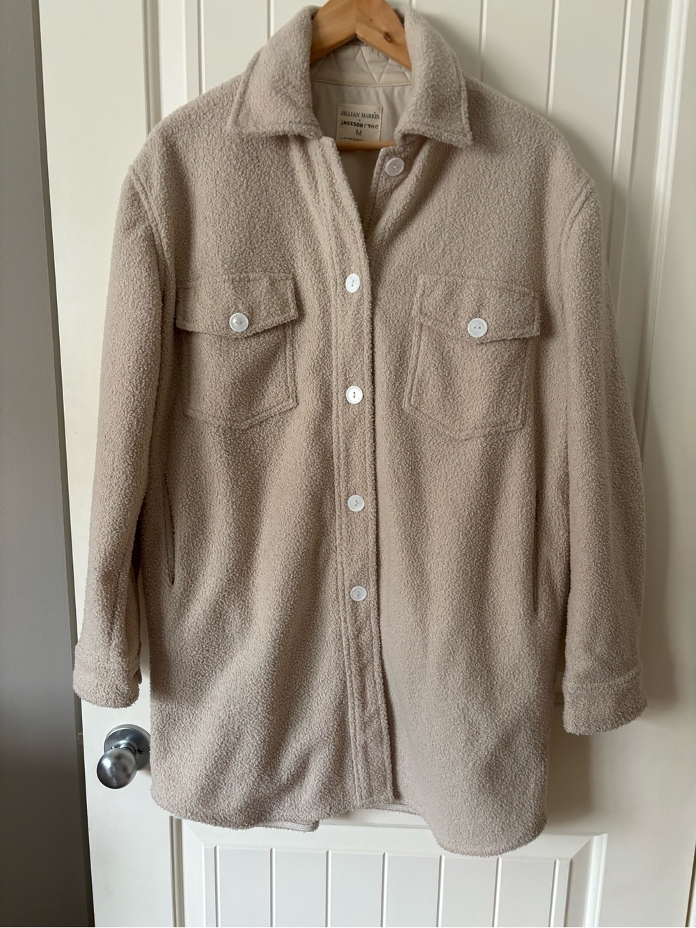 Jillian Harris x Jackson Rowe Teddy Shacket | Cream Bouclé Jacket | Size Medium
